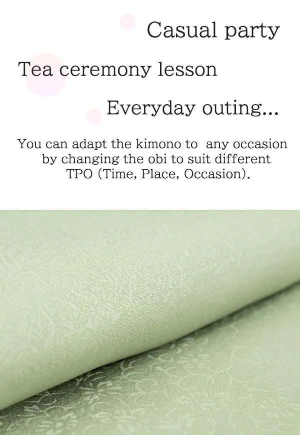 Washable IROMUJI Kimono  tailored Kimono for TEA ceremony (FloralArabesqueMon)【M/L】