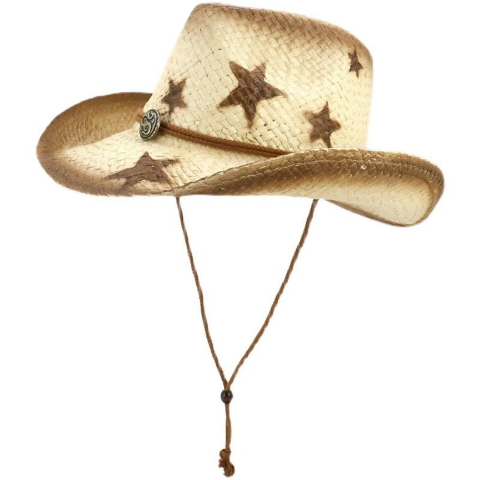 Western Style Cowboy Stars Design Straw Hat