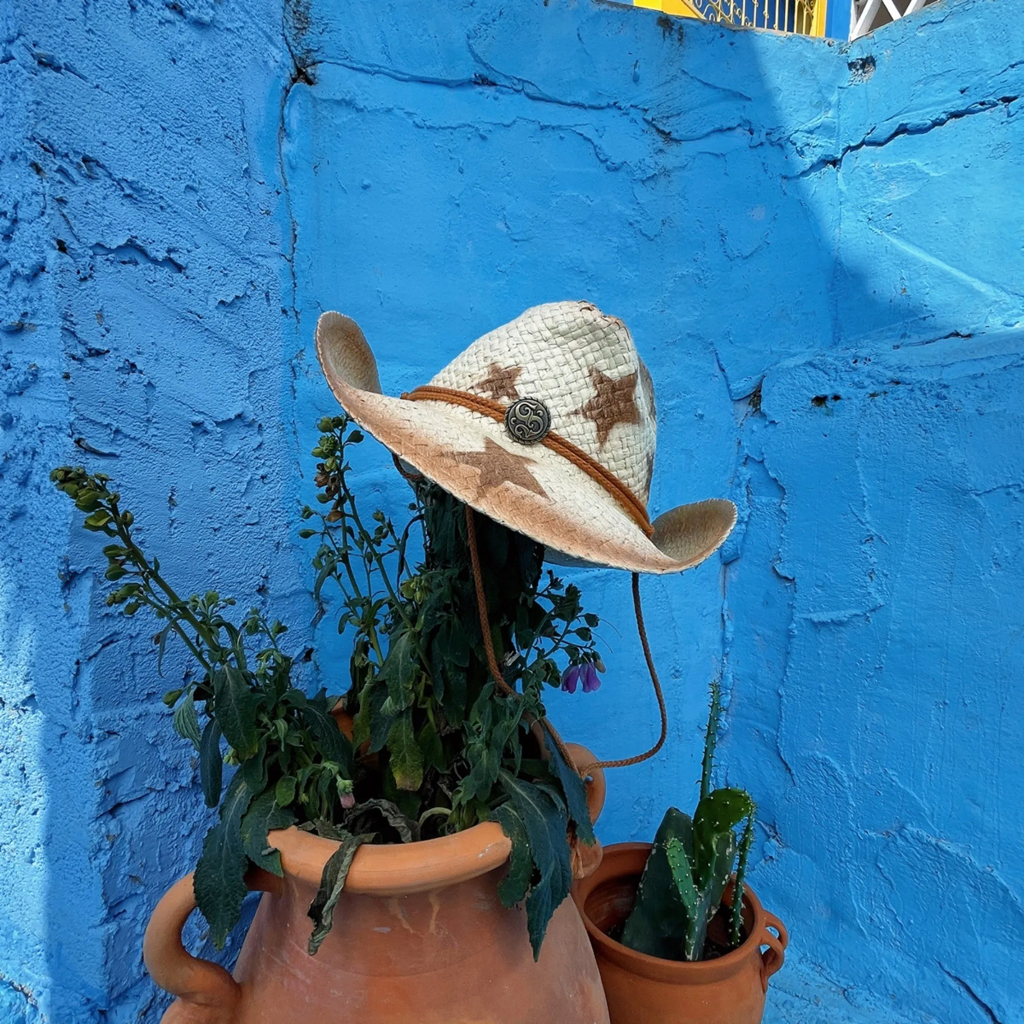 Western Style Cowboy Stars Design Straw Hat