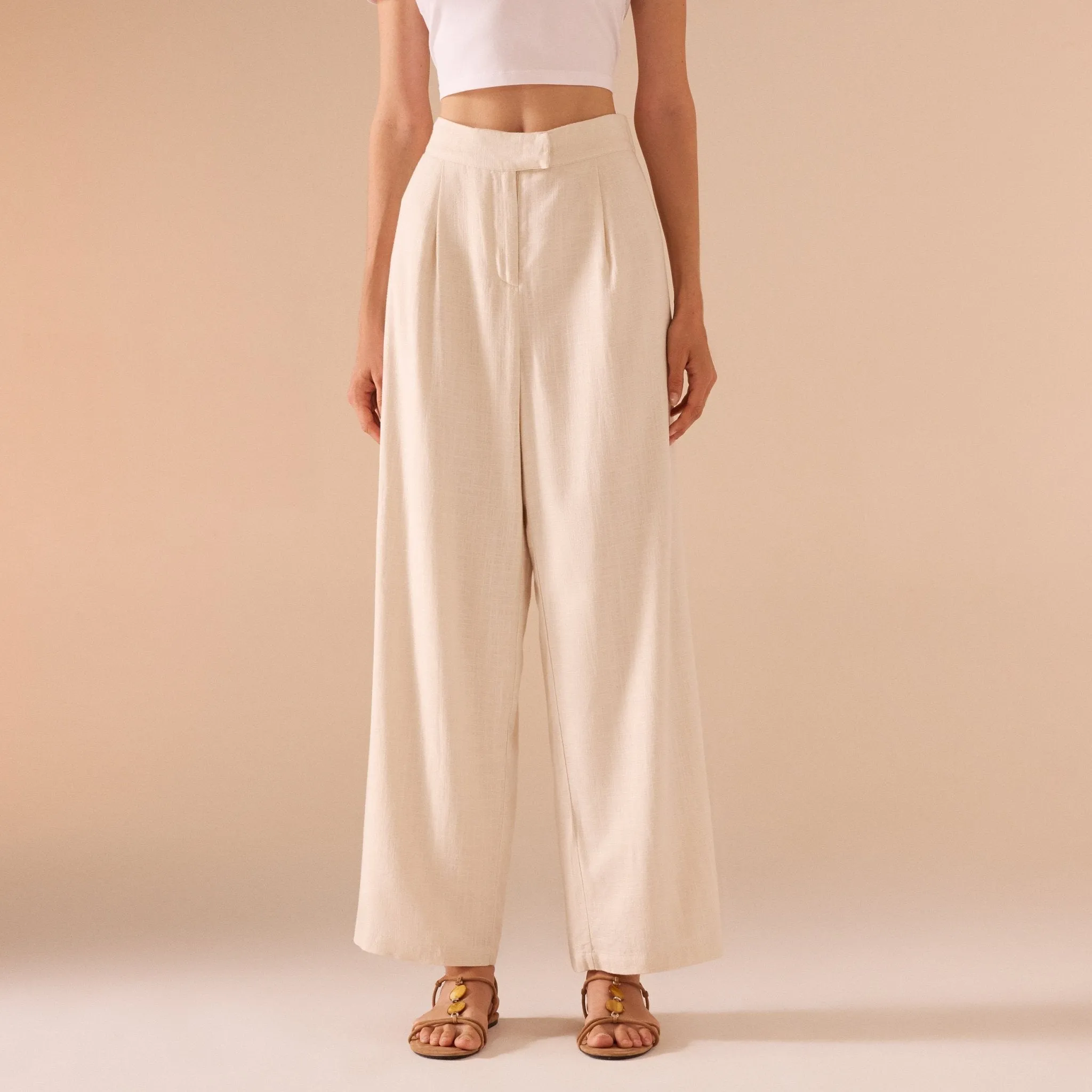 Wide Leg Linen Trouser
