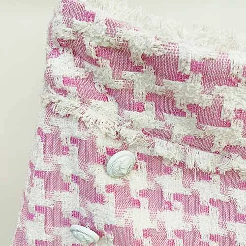 Women's Plaid Shorts Wool High Waist Houndstooth Check Tweed Shorts