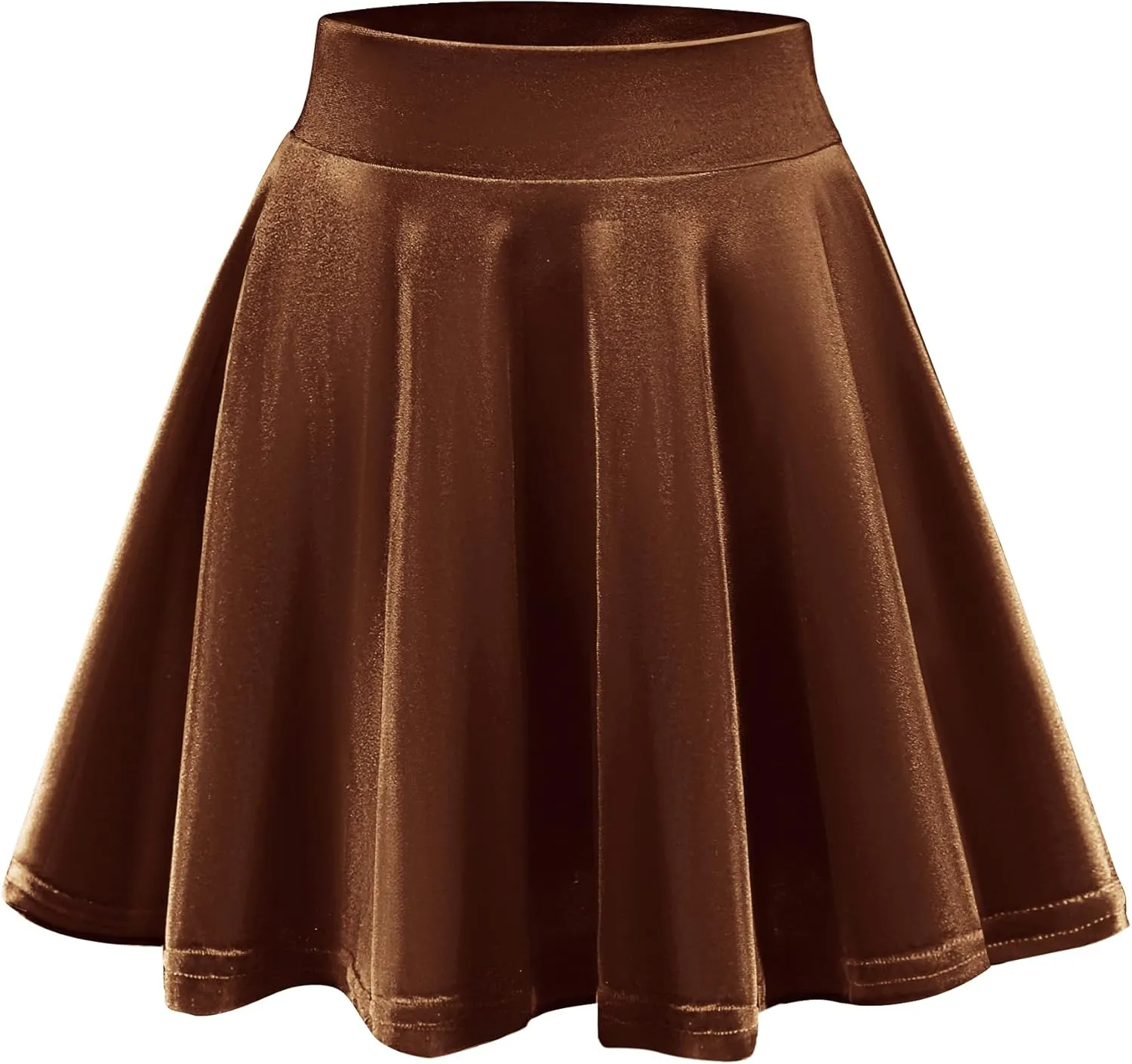 Women's Velvet Basic Versatile Stretchy Flared High Waist Mini Skater Skirt